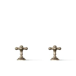 Deck-mount bath faucet handle trim with Cross design
