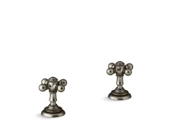 Deck-mount bath faucet handle trim with Cross design