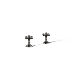 Deck-mount bath faucet handle trim with Cross design