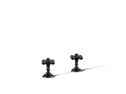 Deck-mount bath faucet handle trim with Cross design