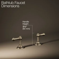 Deck-mount bath faucet handle trim with Lever design