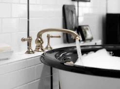 Deck-mount bath faucet handle trim with Lever design