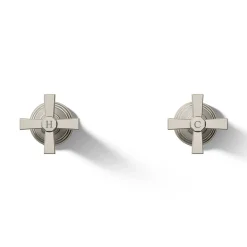 Deck-mount bath faucet handle trim with Cross design