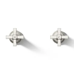 Deck-mount bath faucet handle trim with Cross design