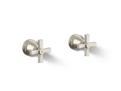 Deck-mount bath faucet handle trim with Cross design