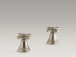 Deck-mount bath faucet handle trim with Cross design