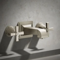 Deck-mount bath faucet handle trim with Cross design