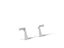 Deck-mount bath faucet handle trim