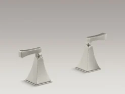 Deck-mount bath faucet handle trim