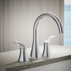 Deck-mount bath faucet trim