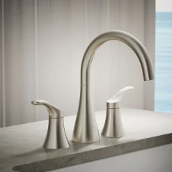 Deck-mount bath faucet trim