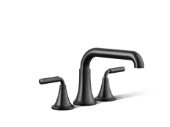 Deck-mount bath faucet trim