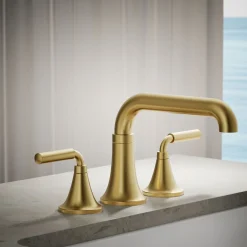 Deck-mount bath faucet trim
