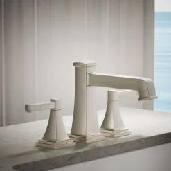 Deck-mount bath faucet trim