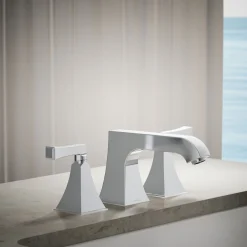 Deck-mount bath faucet trim