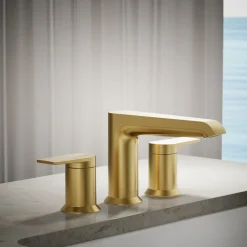 Deck-mount bath faucet trim