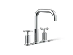 Deck-mount bath faucet trim with Cross handles