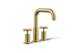 Deck-mount bath faucet trim with Cross handles