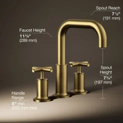 Deck-mount bath faucet trim with Cross handles