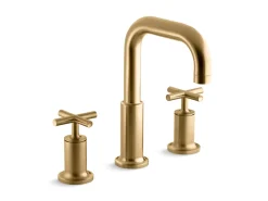 Deck-mount bath faucet trim with Cross handles