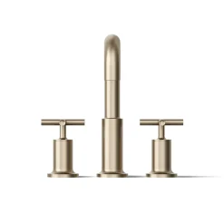 Deck-mount bath faucet trim with Cross handles