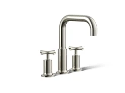 Deck-mount bath faucet trim with Cross handles