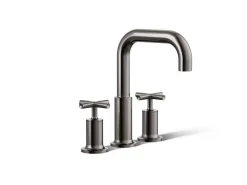 Deck-mount bath faucet trim with Cross handles
