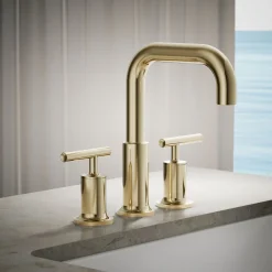 Deck-mount bath faucet trim with Lever handles