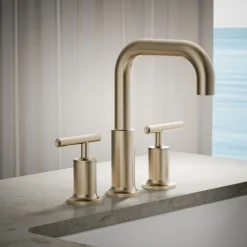 Deck-mount bath faucet trim with Lever handles