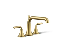 Deck-mount bath faucet trim with diverter