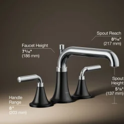 Deck-mount bath faucet trim with diverter