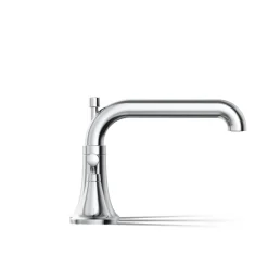 Deck-mount bath faucet trim with diverter
