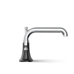 Deck-mount bath faucet trim with diverter