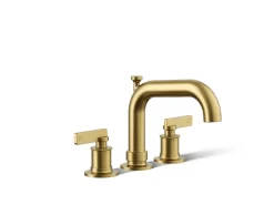 Deck-mount bath faucet trim with diverter