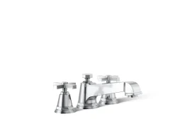 Deck-mount bath faucet trim with cross handles