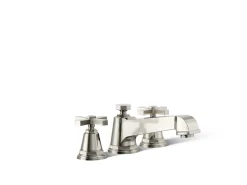 Deck-mount bath faucet trim with cross handles