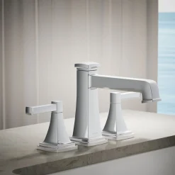 Deck-mount bath faucet trim with diverter