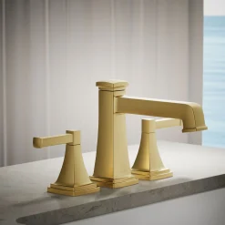 Deck-mount bath faucet trim with diverter