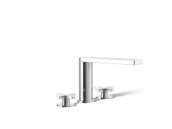 Deck-mount bath faucet with cross handles