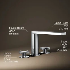 Deck-mount bath faucet with cross handles