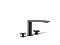 Deck-mount bath faucet with cross handles