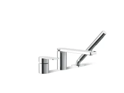 Deck-mount bath faucet with handshower