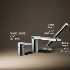 Deck-mount bath faucet with handshower