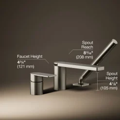 Deck-mount bath faucet with handshower