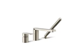 Deck-mount bath faucet with handshower