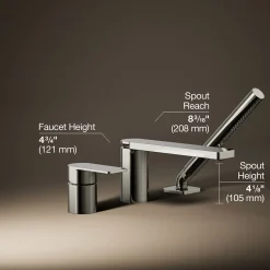 Deck-mount bath faucet with handshower