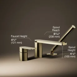 Deck-mount bath faucet with handshower