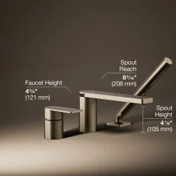 Deck-mount bath faucet with handshower
