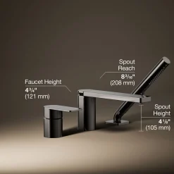 Deck-mount bath faucet with handshower