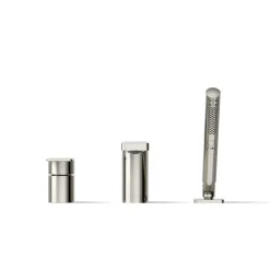 Deck-mount bath faucet with handshower